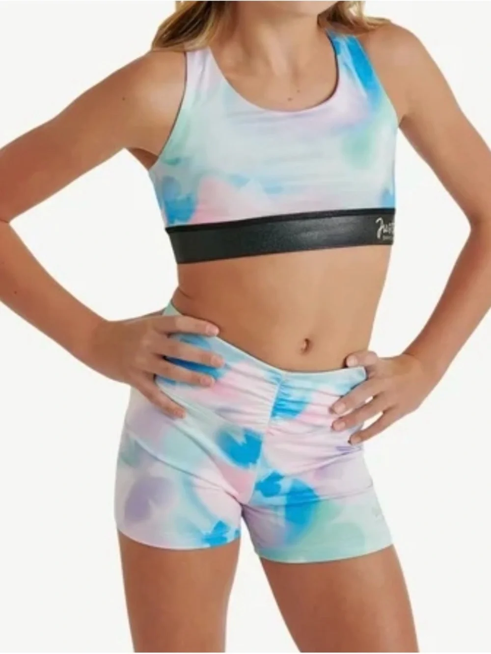 🆕 Justice Girls Dance Gym Sports Active Shorts & Bra 2 Pc Set SIZE L(12/14)